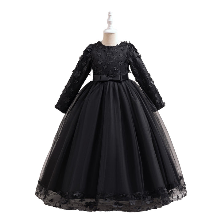Girls Floral Applique Gown Maxi Dress