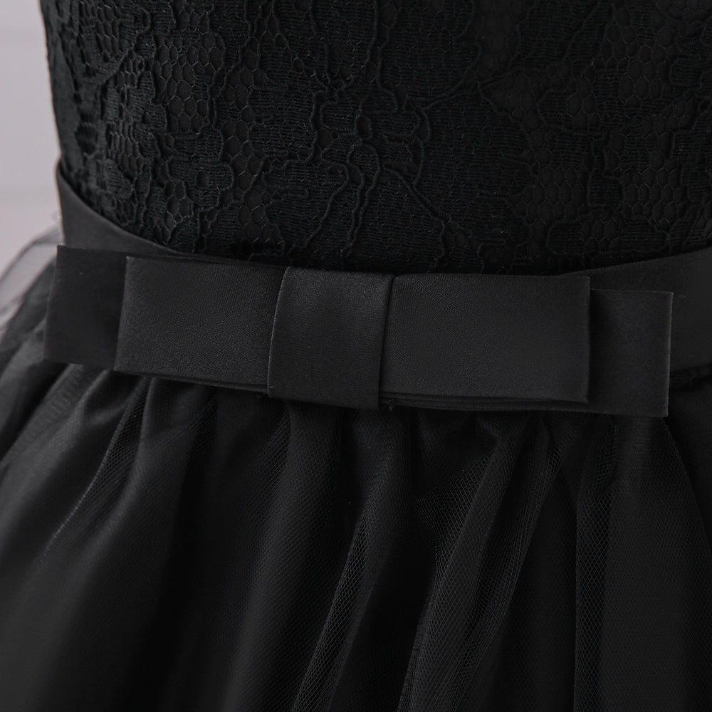 Girls Black Self Design Fit & Flare Dress Comes With Hairband