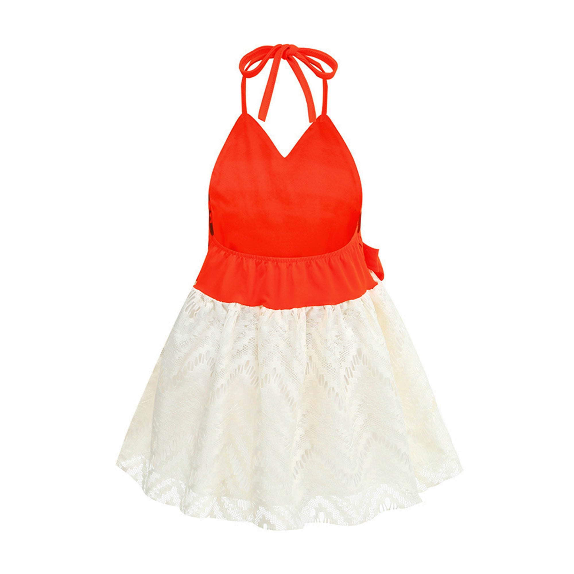 Girls Tie-Up Neck A-Line Dress