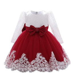 Maroon Applique Work Balloon Mini Dress