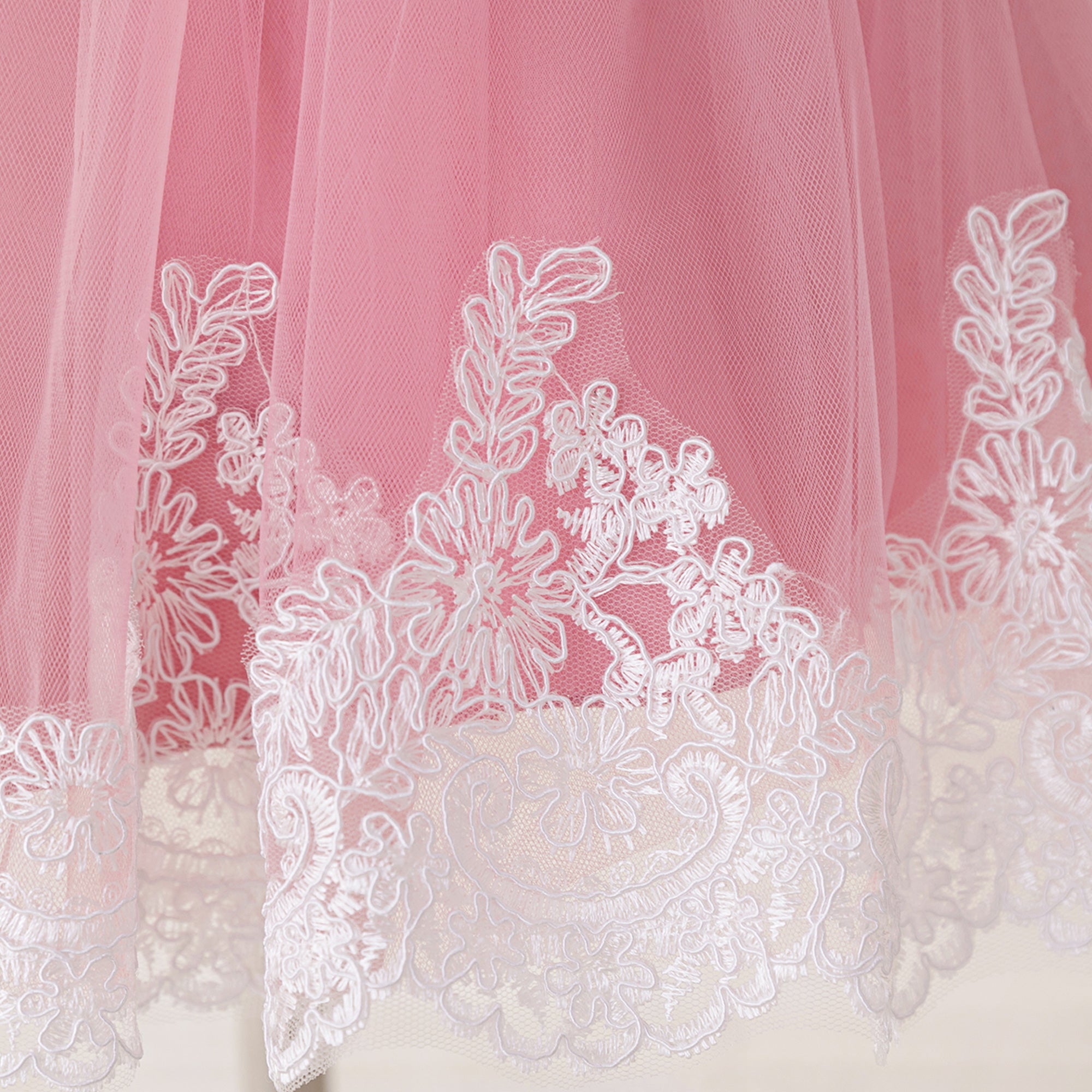 Girl Colourblocked Embroidered Lace A-Line Midi Dress