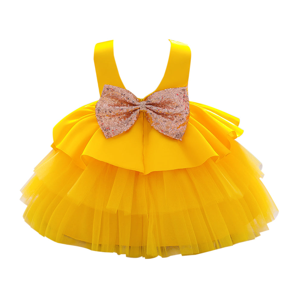 Round Neck Layered Balloon Mini Dress