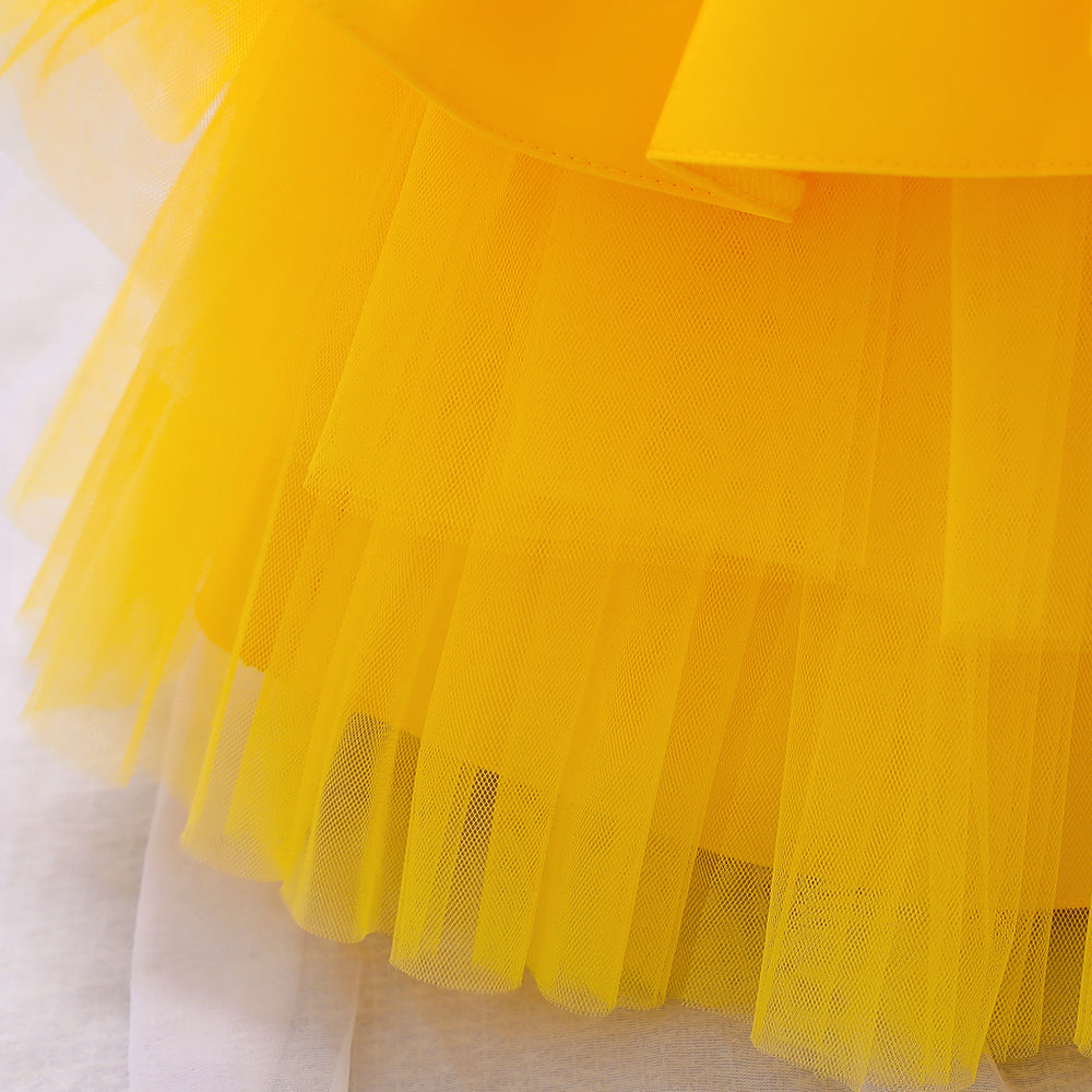Round Neck Layered Balloon Mini Dress