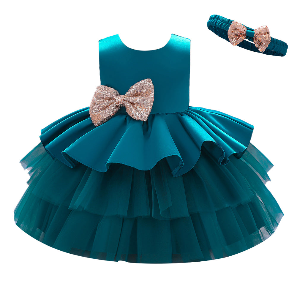 Round Neck Layered Balloon Mini Dress