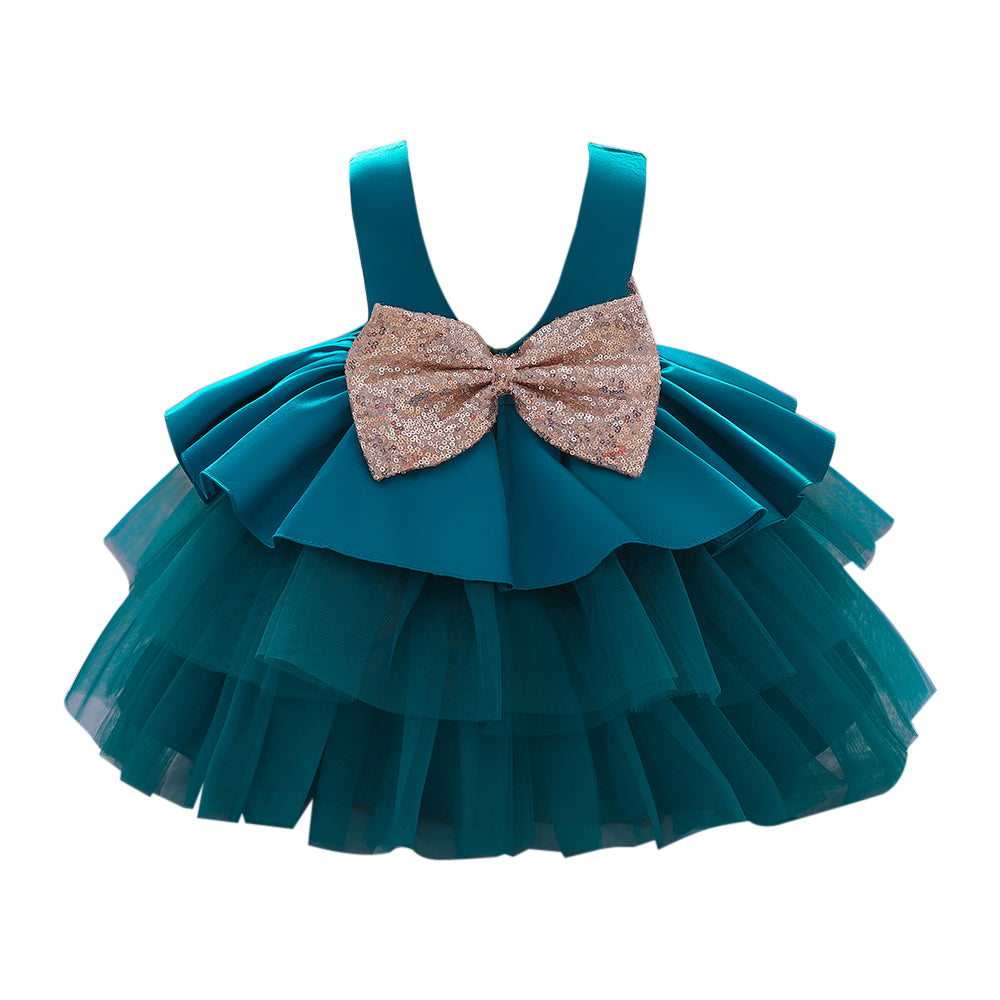 Round Neck Layered Balloon Mini Dress