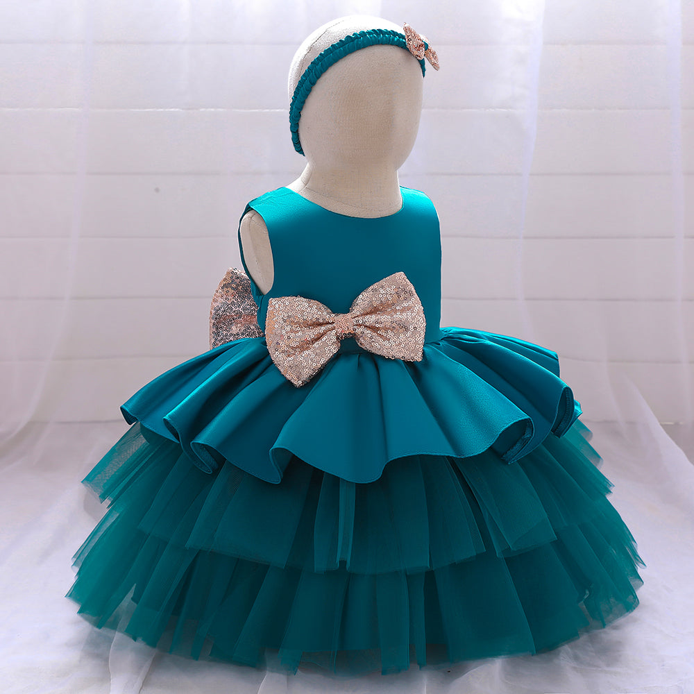 Round Neck Layered Balloon Mini Dress