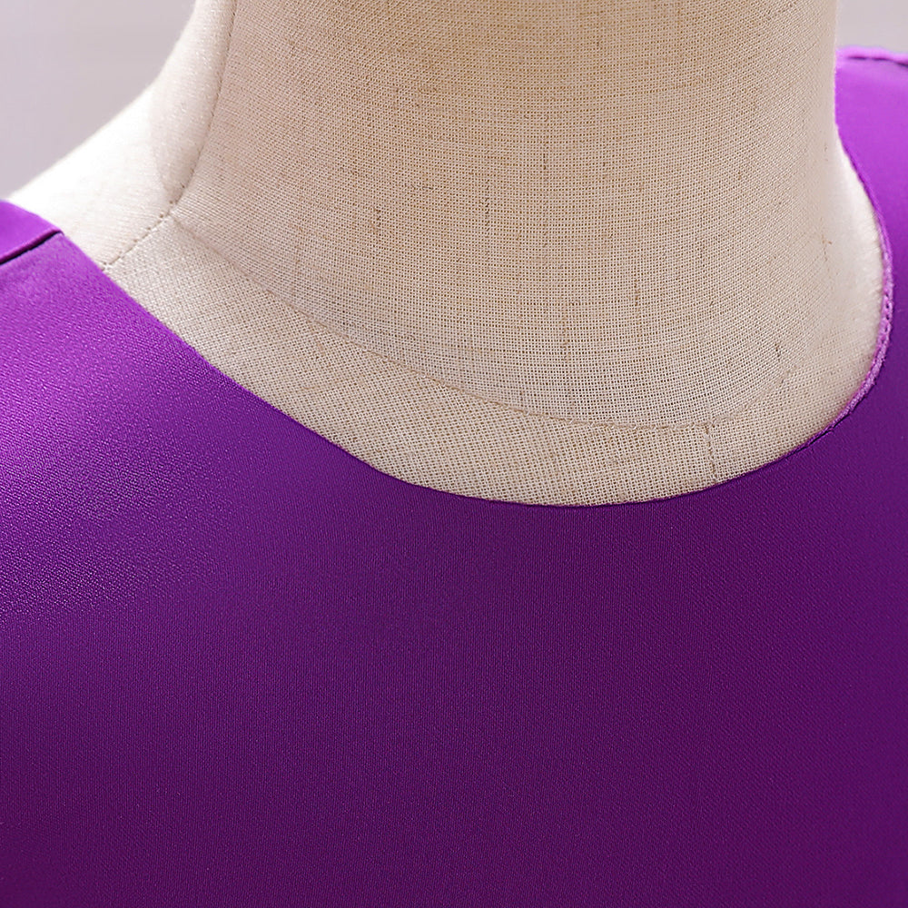 Girls Purple Sleeveless Layered Balloon Fit and Flare Mini Dress