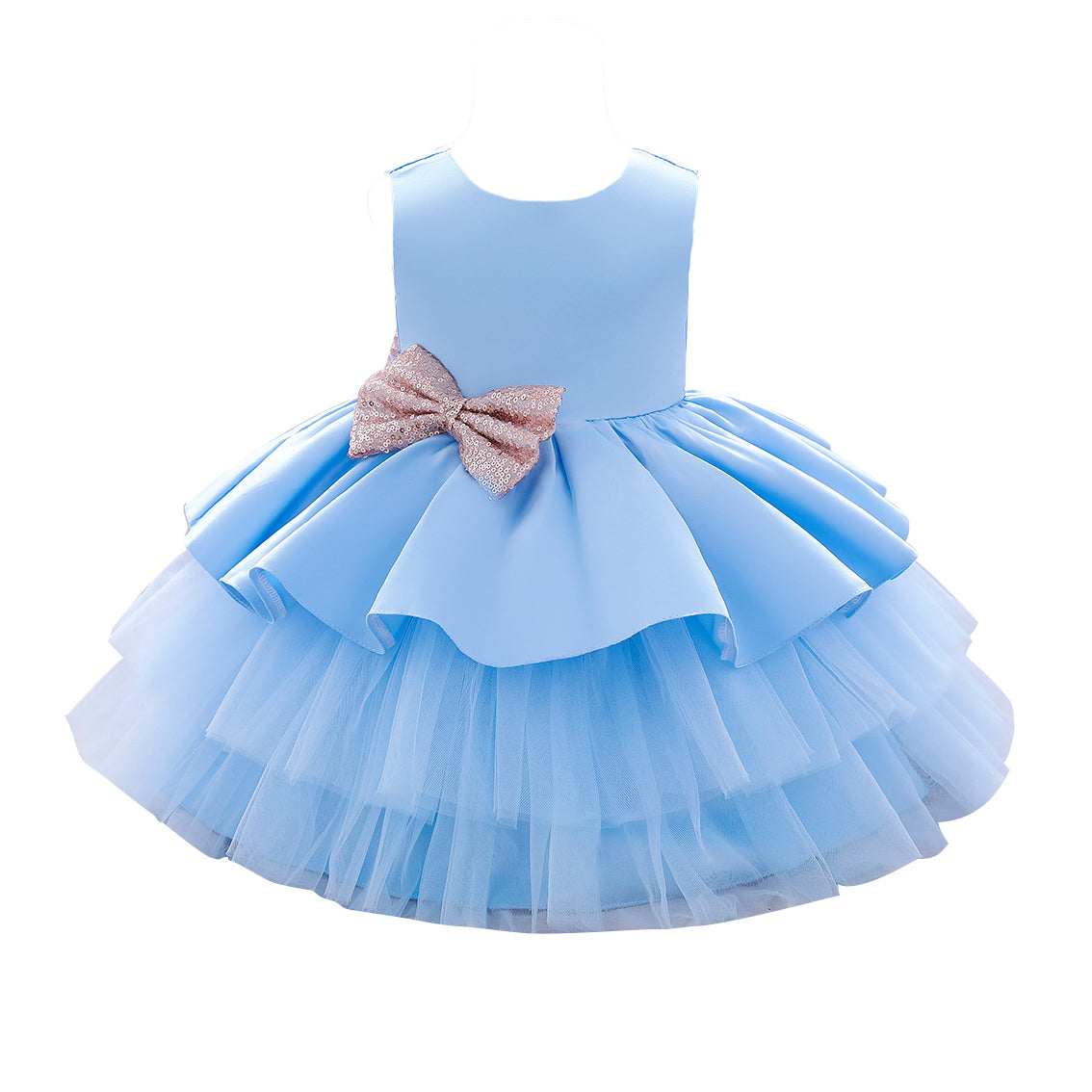 Girl Sleeveless Tiered Applique Fit and Flare Dress