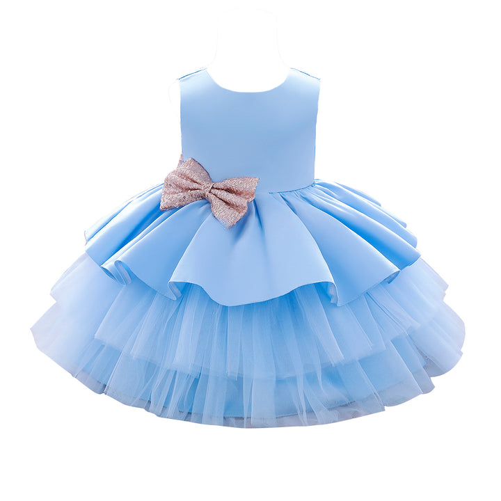 Girl Sleeveless Tiered Applique Fit and Flare Dress