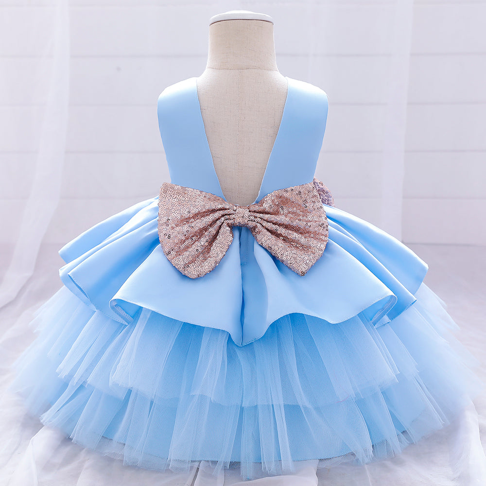 Girl Sleeveless Tiered Applique Fit and Flare Dress