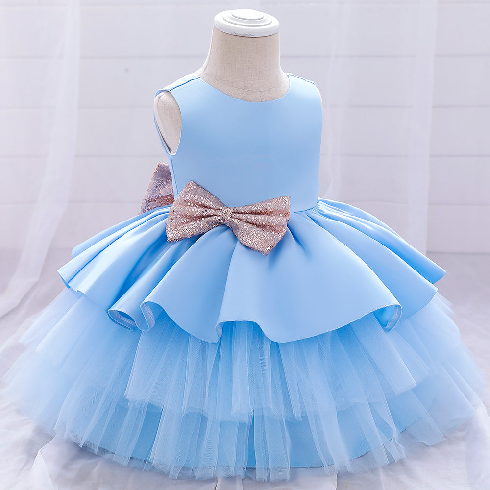 Girl Sleeveless Tiered Applique Fit and Flare Dress
