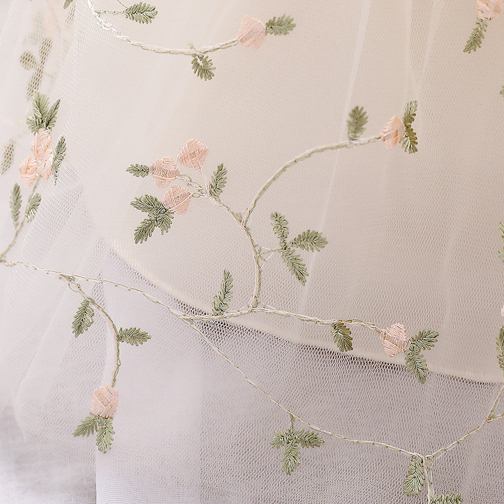 Girls Floral Printed Puff Sleeves Fit & Flare Dress