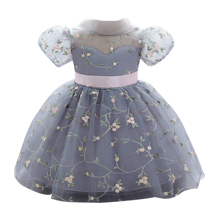 Girls Floral Embroidered Lace Fit & Flare Midi Dress