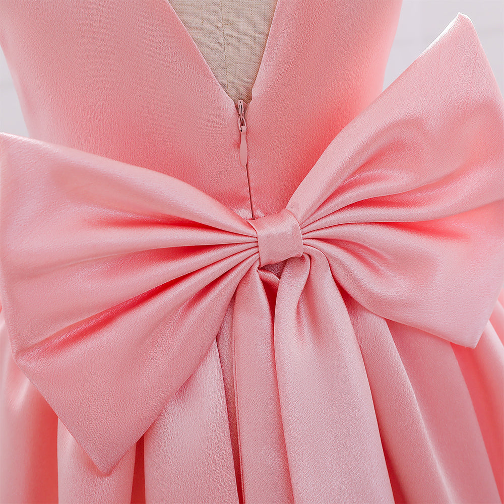 Girls Peach-Coloured Embellished Layered Fit & Flare Midi Dress