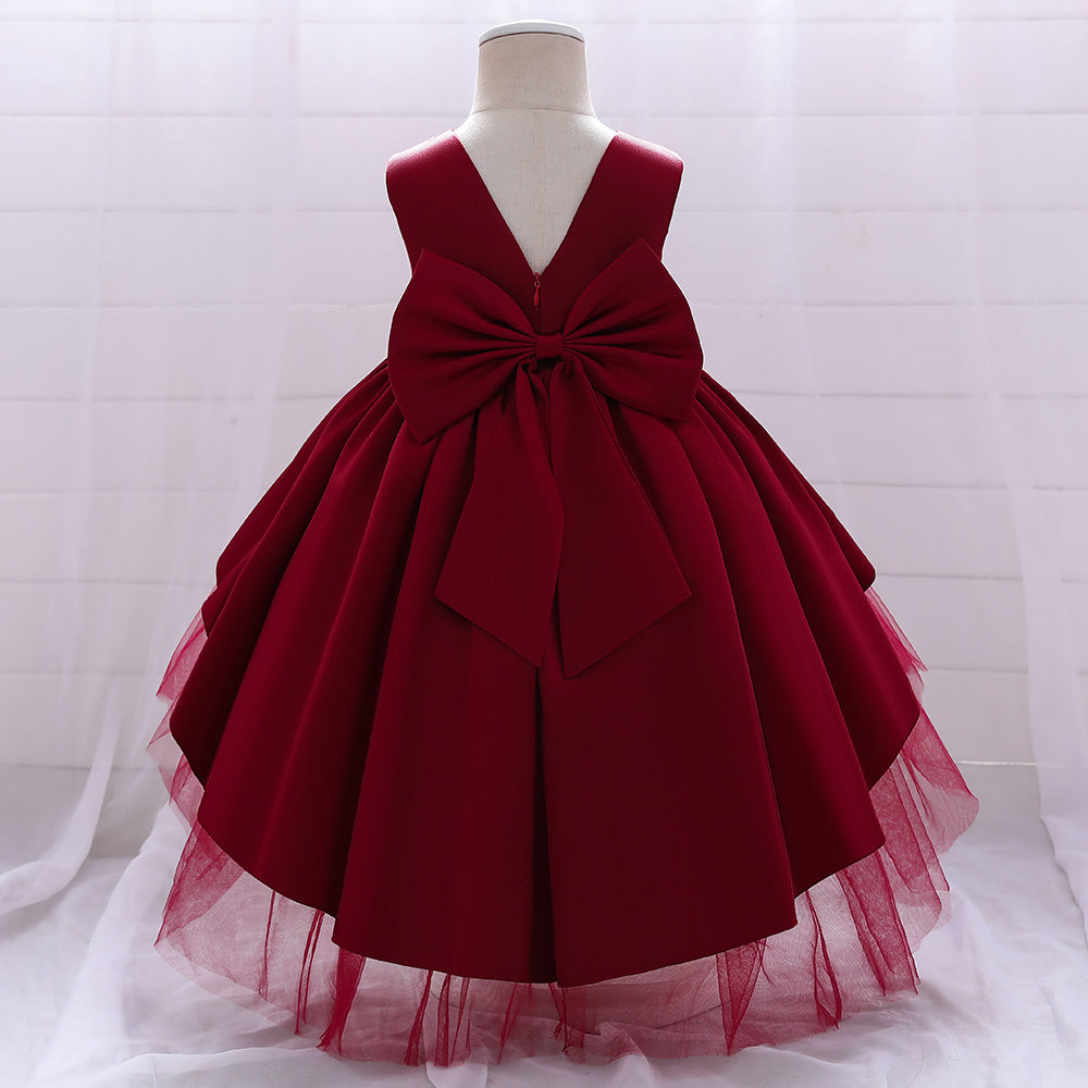 Maroon Layered Round Neck Sleeveless Fit & Flare Dress
