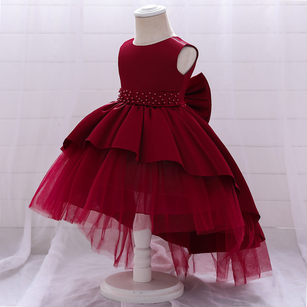 Maroon Layered Round Neck Sleeveless Fit & Flare Dress