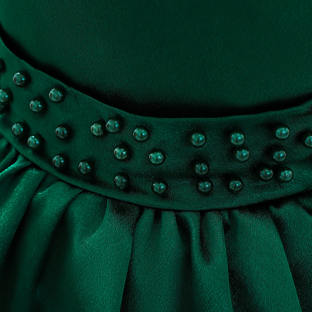 Girls Green Sleeveless Layered Ballon Dress