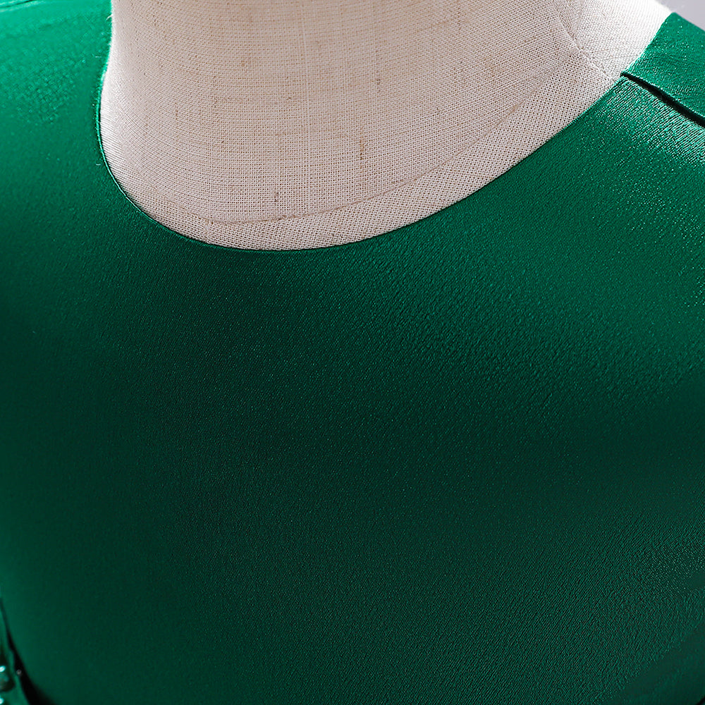 Girls Green Sleeveless Layered Ballon Dress