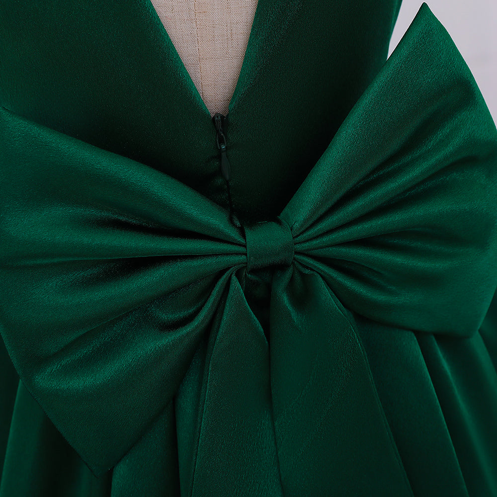 Girls Green Sleeveless Layered Ballon Dress