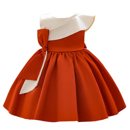 Rust Ruffles Detail Fit & Flare Dress