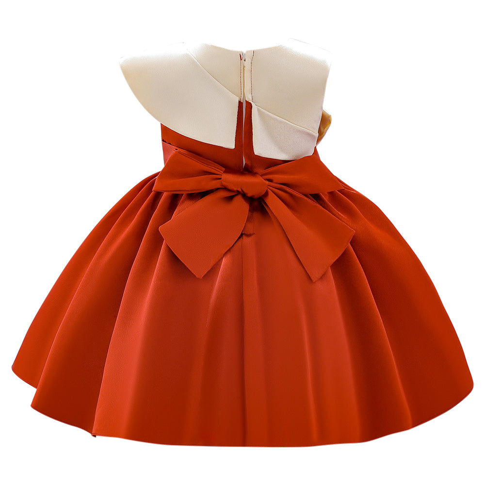 Rust Ruffles Detail Fit & Flare Dress