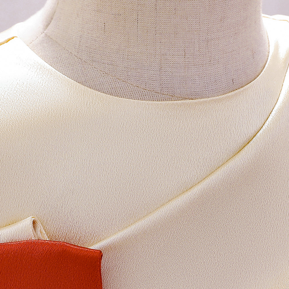 Rust Ruffles Detail Fit & Flare Dress