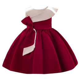 Maroon Colourblocked Side Tape Detail Balloon Dress