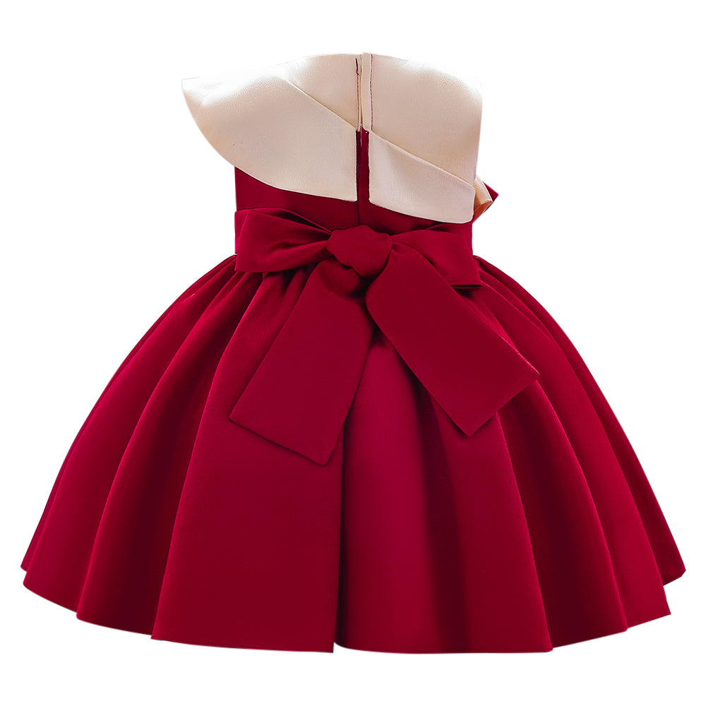 Maroon Colourblocked Side Tape Detail Balloon Dress