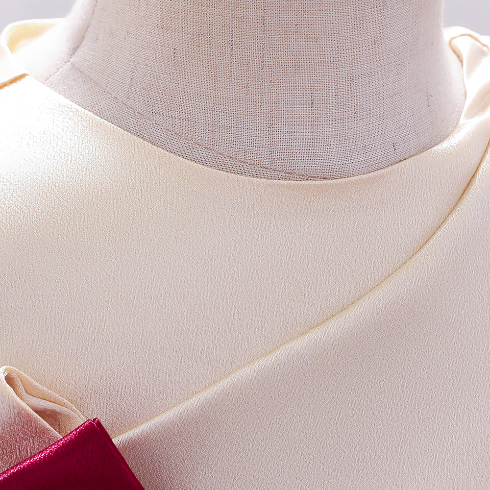 Maroon Colourblocked Side Tape Detail Balloon Dress