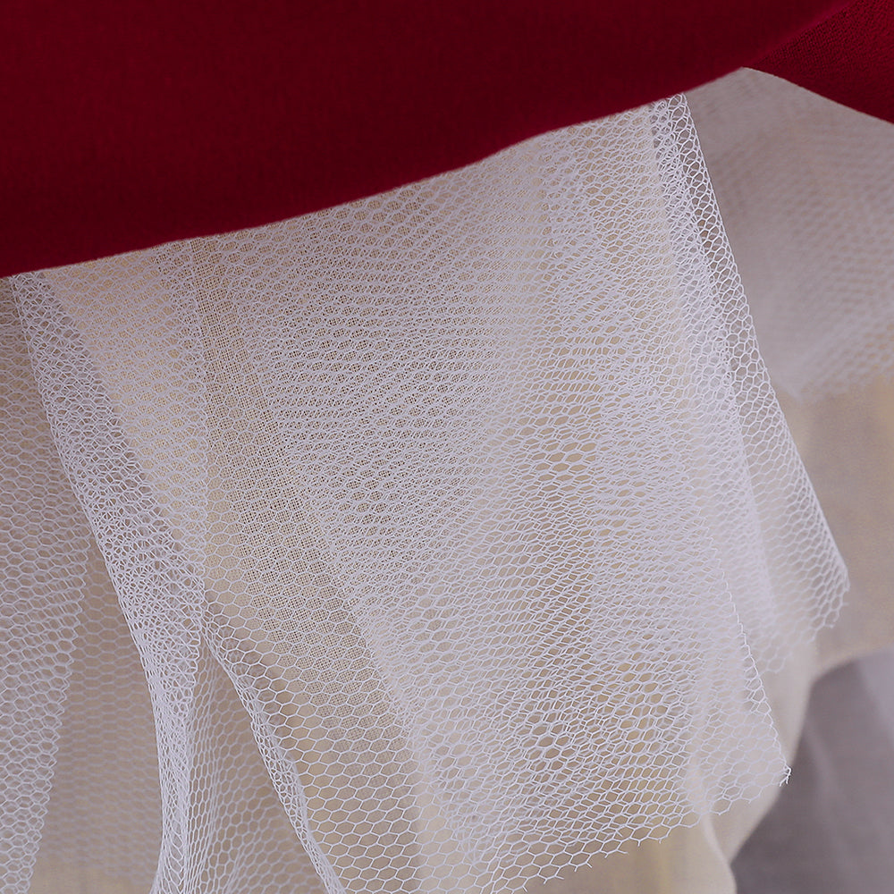 Maroon Colourblocked Side Tape Detail Balloon Dress