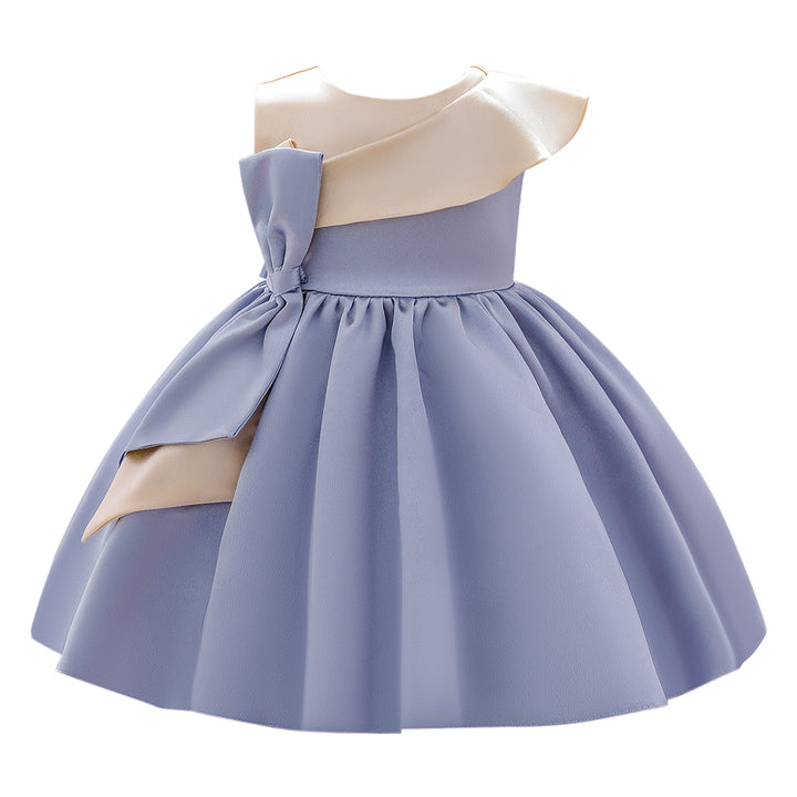 Girls Blue Colourblocked Fit & Flare Dress
