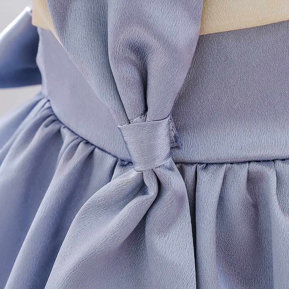 Girls Blue Colourblocked Fit & Flare Dress
