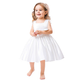 Girls White Sleeveless Balloon Mini Dress