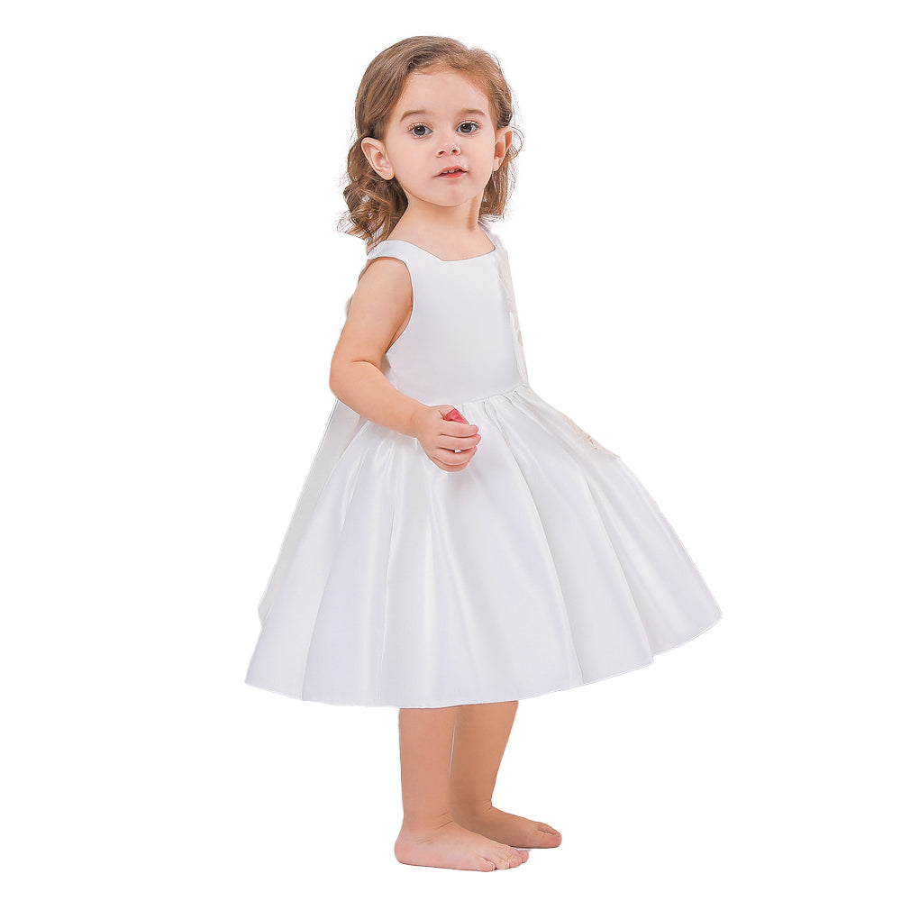 Girls White Sleeveless Balloon Mini Dress