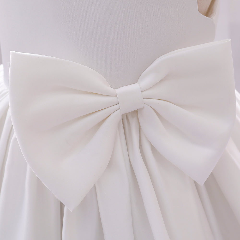 Girls White Sleeveless Balloon Mini Dress
