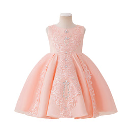 Girls Self Design Bow Detail Fit & Flare Dress