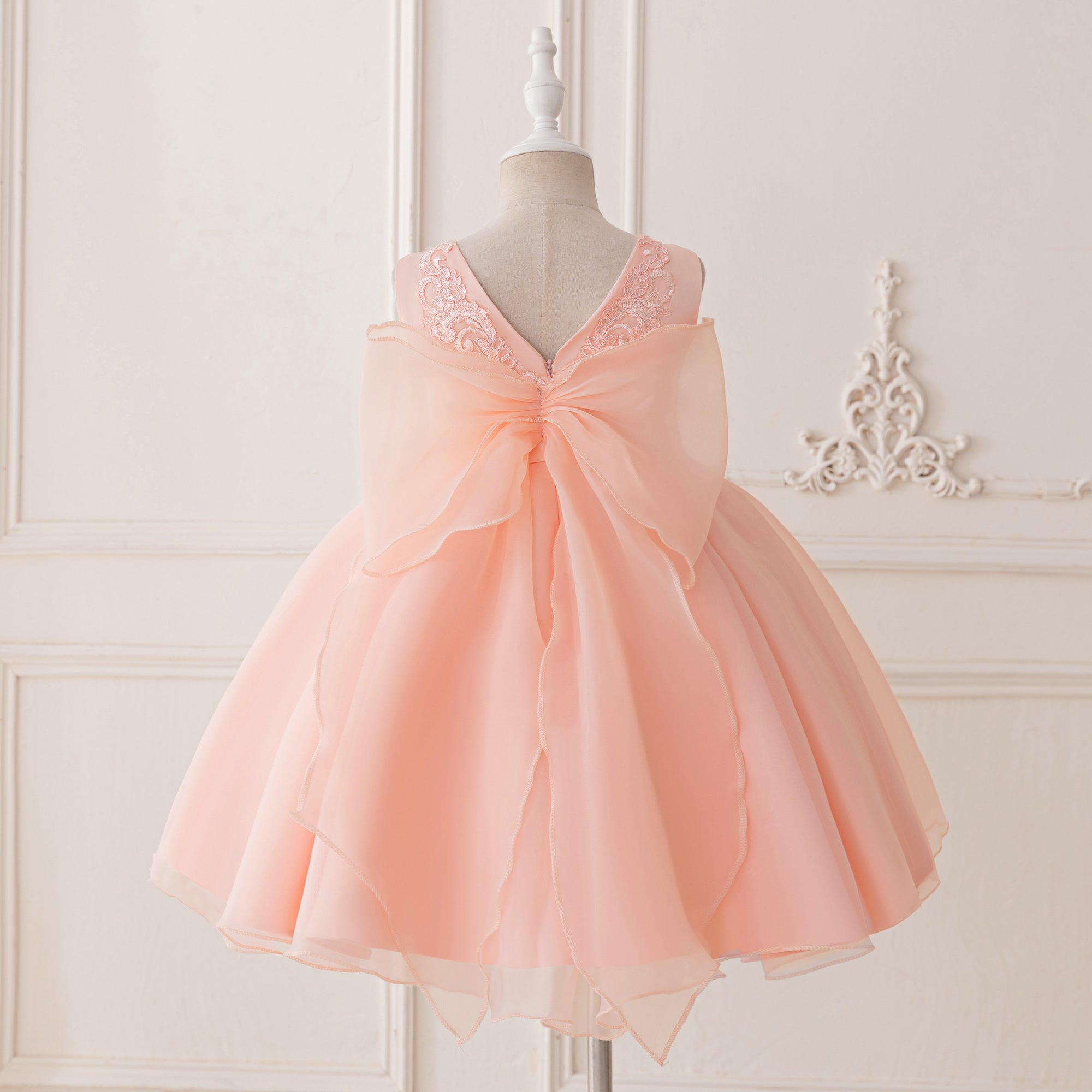 Girls Self Design Bow Detail Fit & Flare Dress