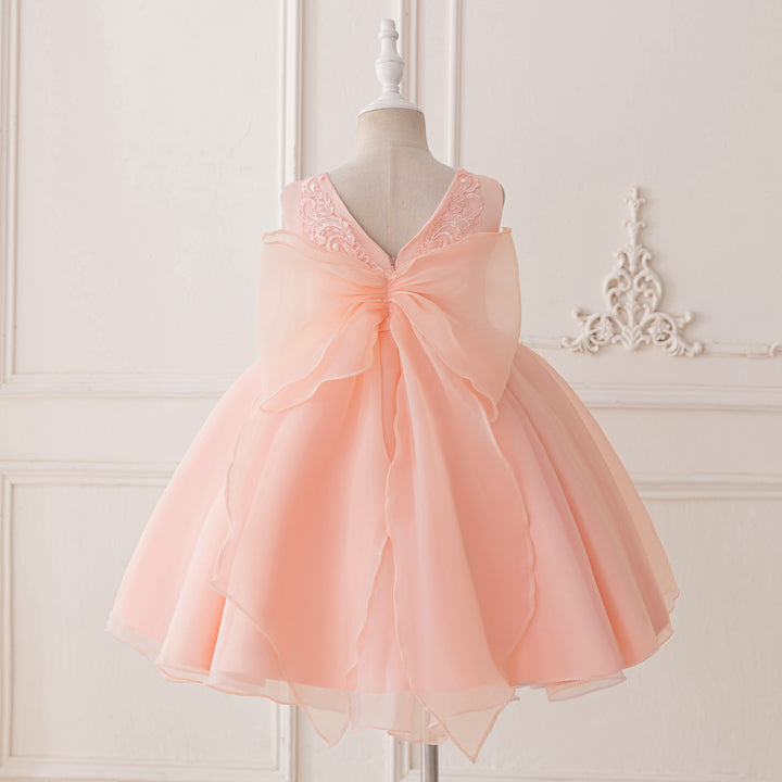 Girls Self Design Bow Detail Fit & Flare Dress