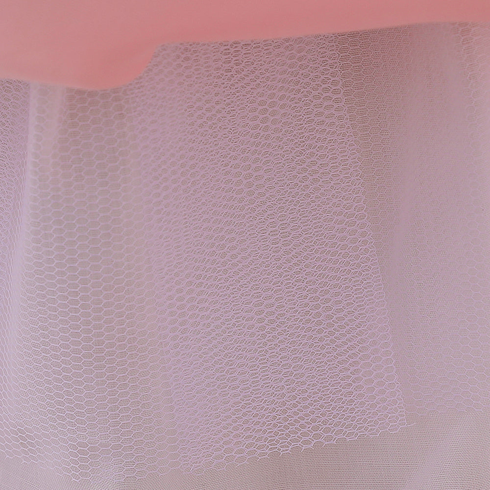 Girls Peach Coloured Self Design Fit & Flare Mini Dress