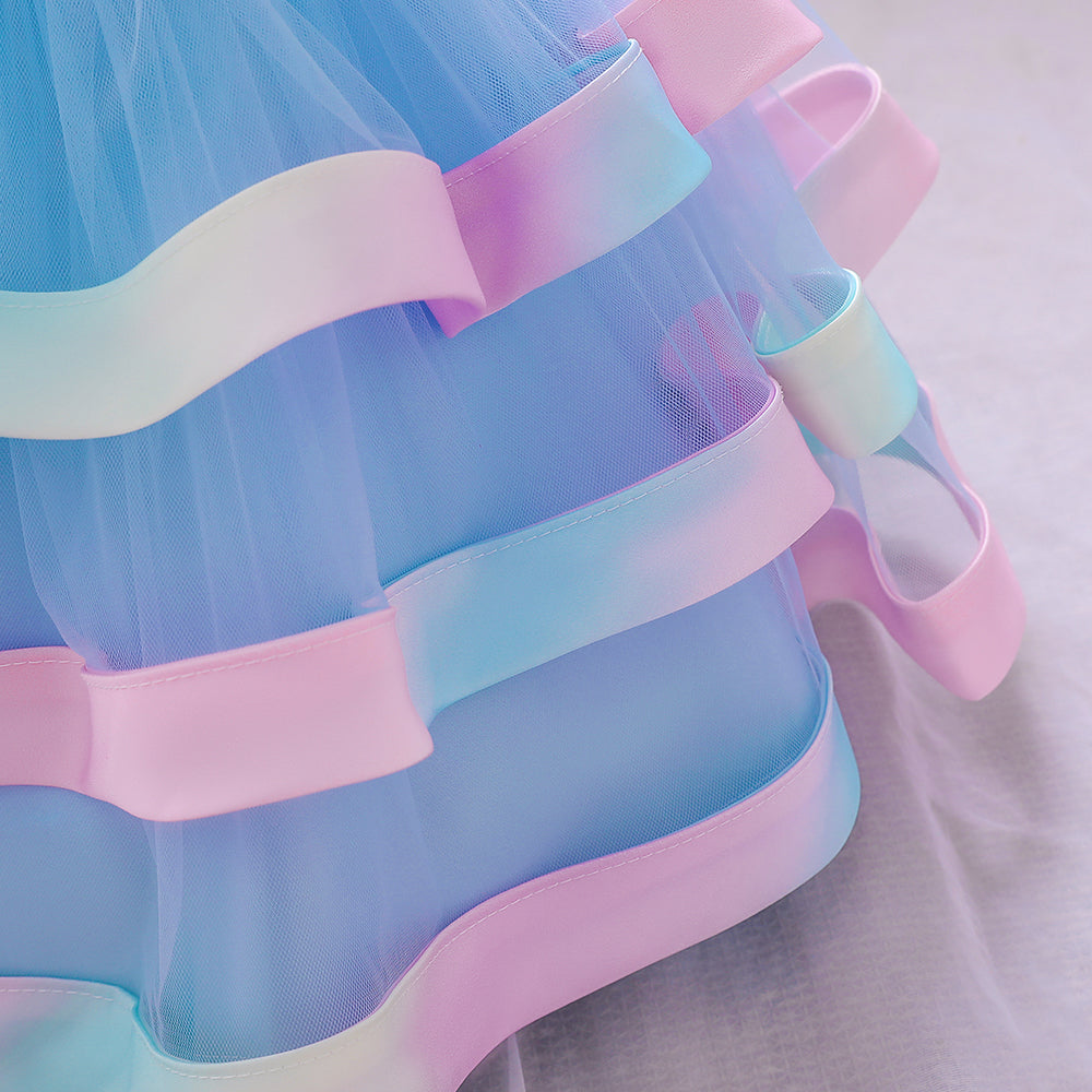 Girls Blue Corsage Balloon Dress
