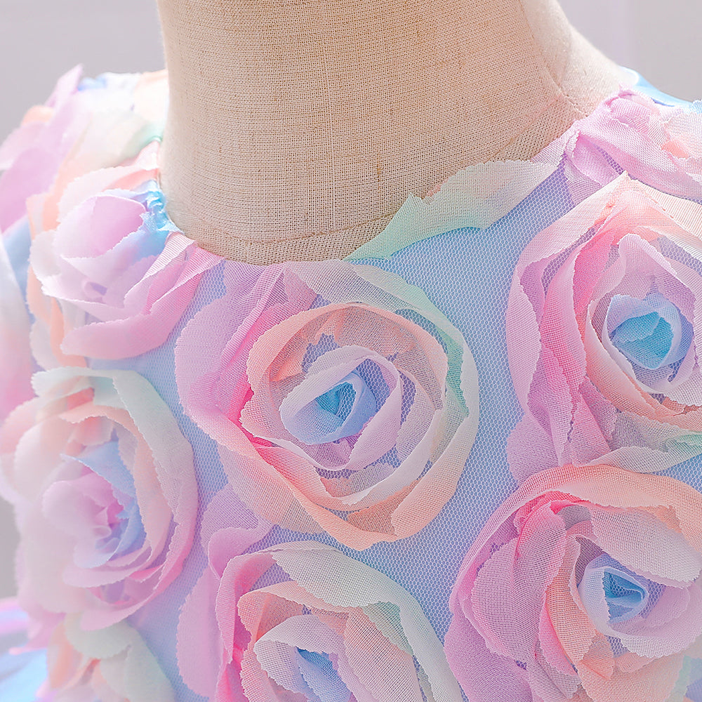 Girls Blue Corsage Balloon Dress