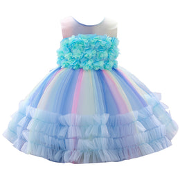 Blue & persian violet Ruffled Fit & Flare Dress