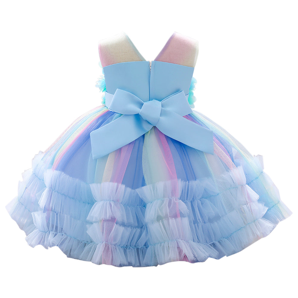Blue & persian violet Ruffled Fit & Flare Dress