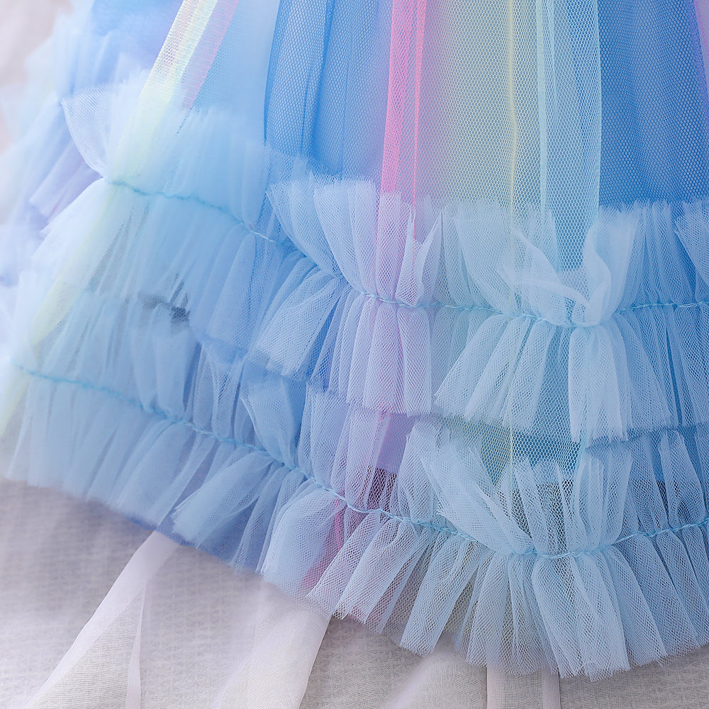 Blue & persian violet Ruffled Fit & Flare Dress