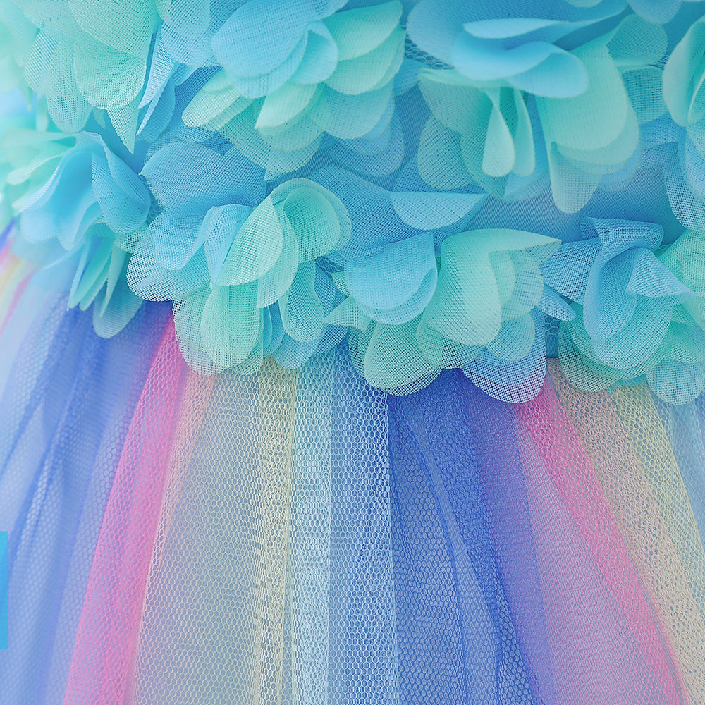 Blue & persian violet Ruffled Fit & Flare Dress