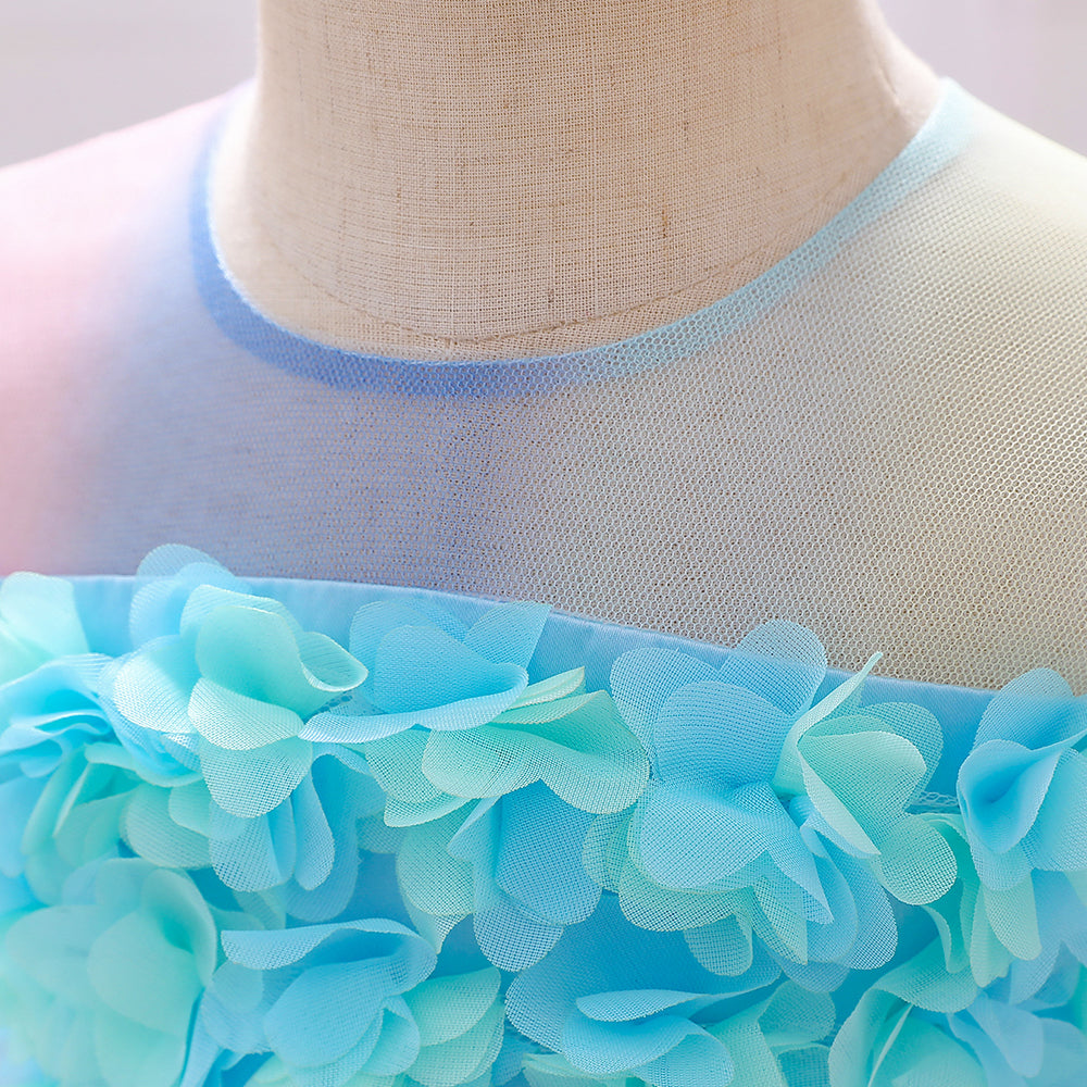 Blue & persian violet Ruffled Fit & Flare Dress