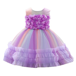 Girls Purple Ruffled Fit & Flare Dress
