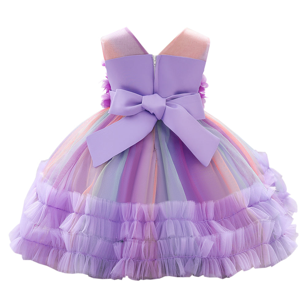 Girls Purple Ruffled Fit & Flare Dress