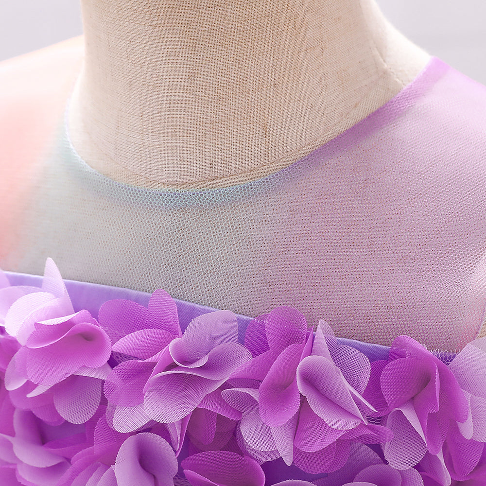 Girls Purple Ruffled Fit & Flare Dress