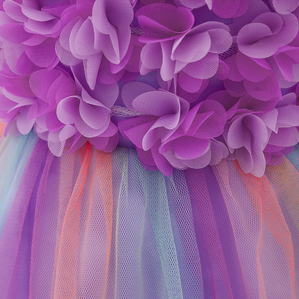 Girls Purple Ruffled Fit & Flare Dress